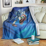 Personalized Cape Verde Football Blanket Blue Shark Mascot Cabo Verdean - Gradient Art