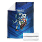 Personalized Cape Verde Football Blanket Blue Shark Mascot Cabo Verdean - Gradient Art