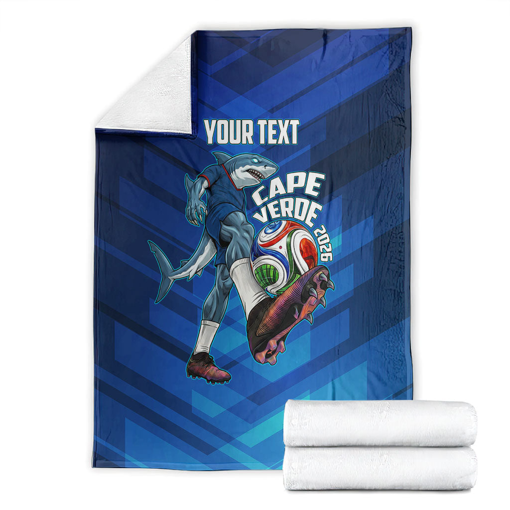 Personalized Cape Verde Football Blanket Blue Shark Mascot Cabo Verdean - Gradient Art