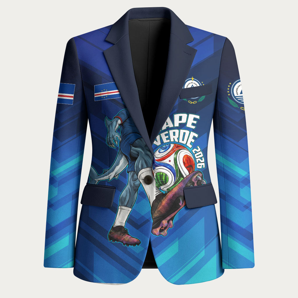 Personalized Cape Verde Football Blazer Blue Shark Mascot Cabo Verdean - Gradient Art