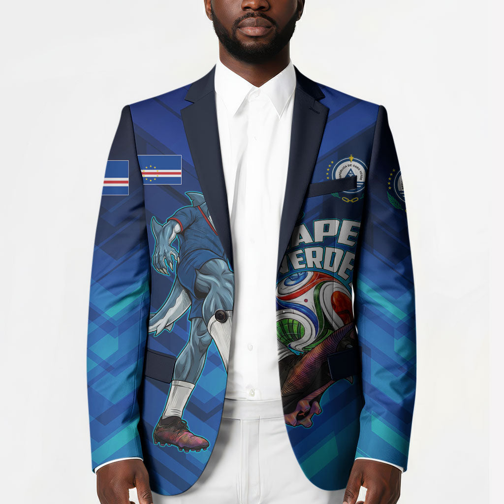 Personalized Cape Verde Football Blazer Blue Shark Mascot Cabo Verdean - Gradient Art