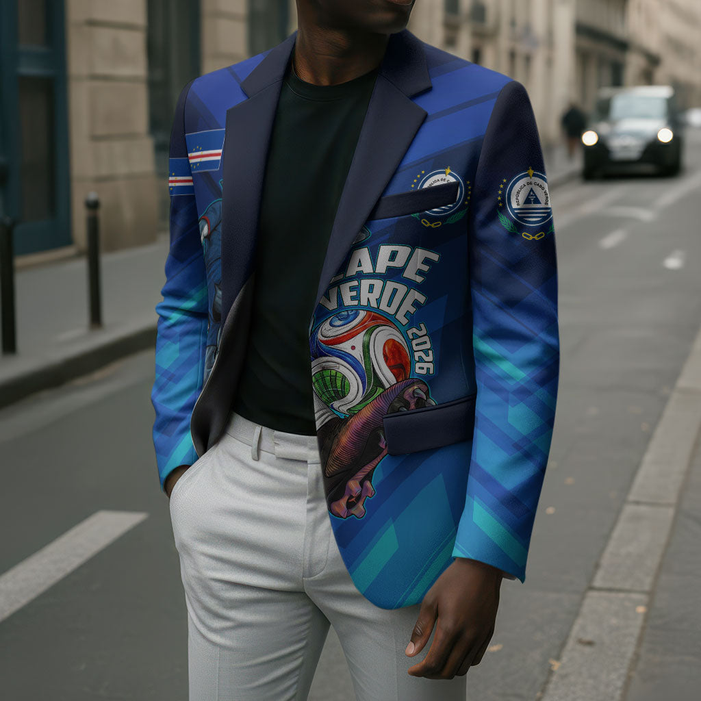 Personalized Cape Verde Football Blazer Blue Shark Mascot Cabo Verdean - Gradient Art