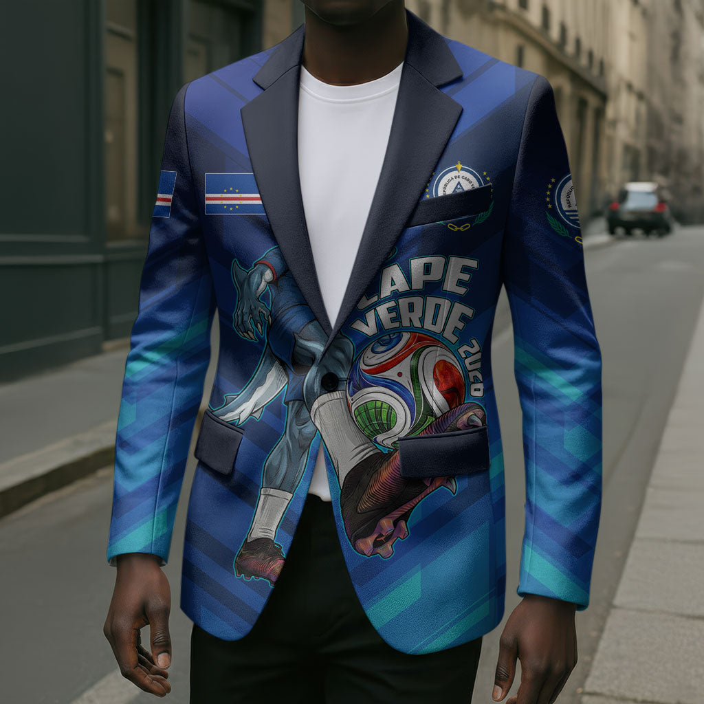 Personalized Cape Verde Football Blazer Blue Shark Mascot Cabo Verdean - Gradient Art
