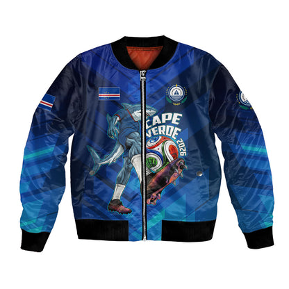 Personalized Cape Verde Football Bomber Jacket Blue Shark Mascot Cabo Verdean - Gradient Art