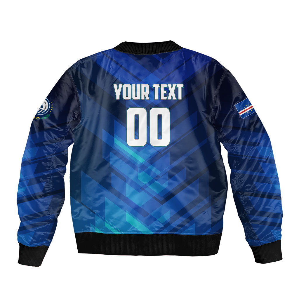 Personalized Cape Verde Football Bomber Jacket Blue Shark Mascot Cabo Verdean - Gradient Art