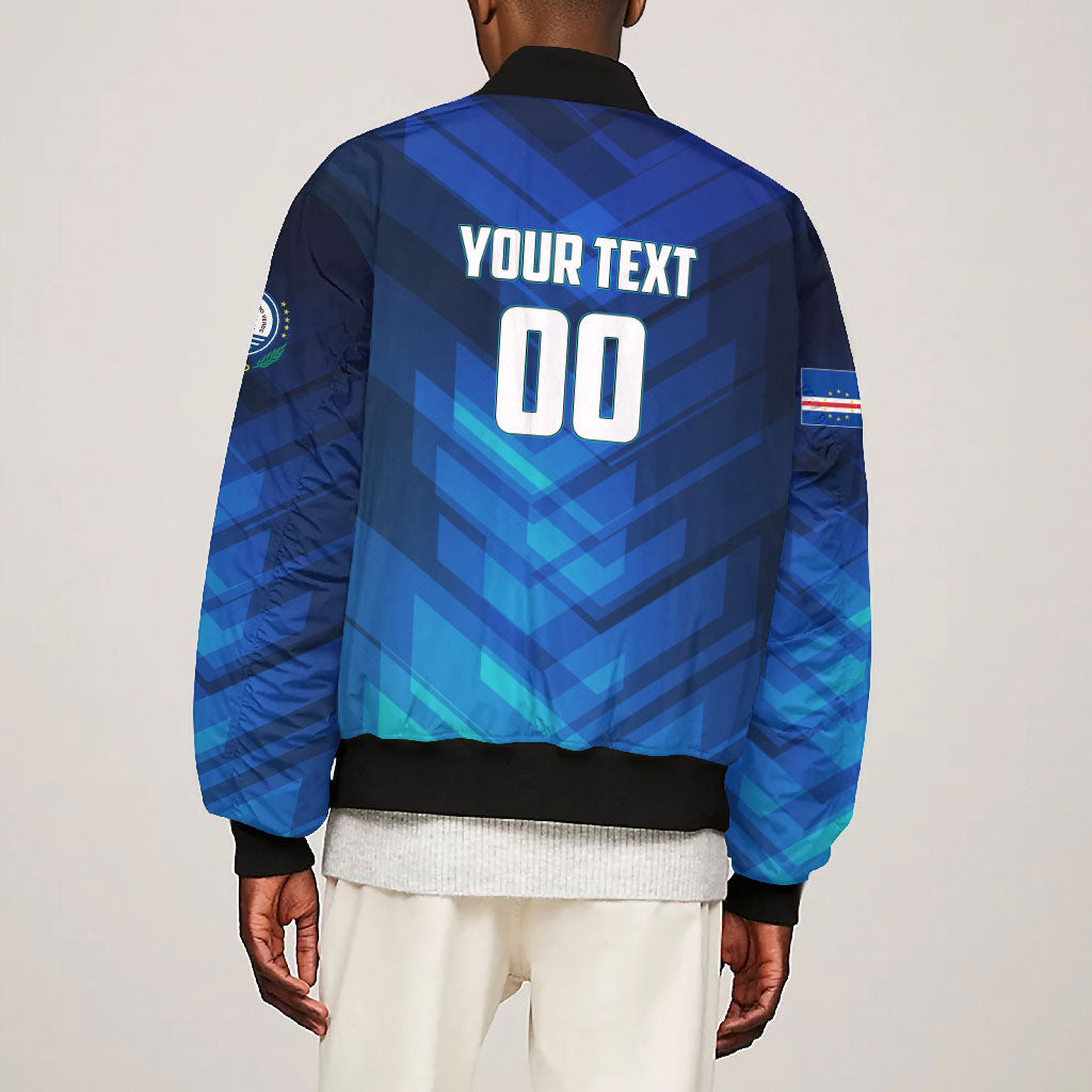 Personalized Cape Verde Football Bomber Jacket Blue Shark Mascot Cabo Verdean - Gradient Art
