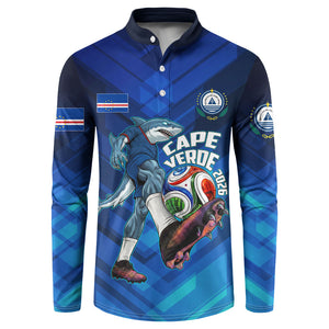 Personalized Cape Verde Football Button Sweatshirt Blue Shark Mascot Cabo Verdean - Gradient Art