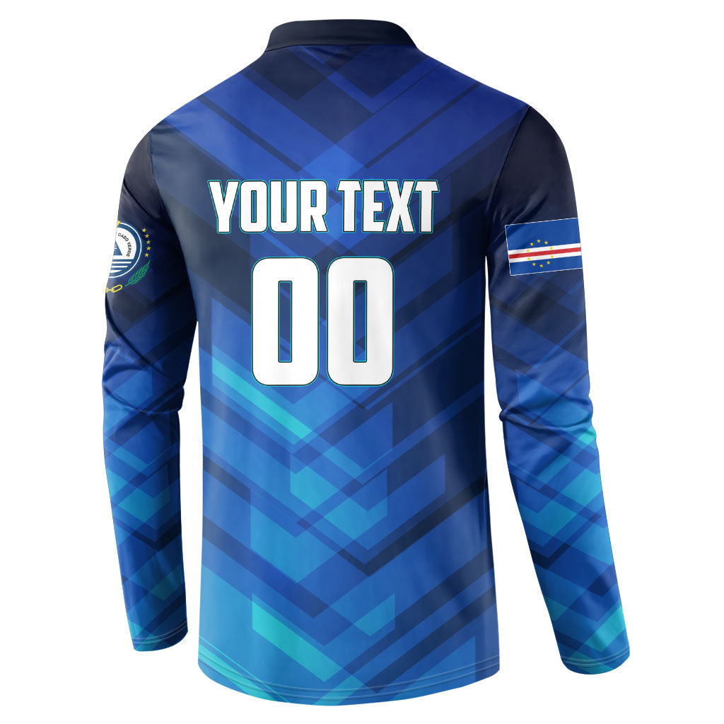 Personalized Cape Verde Football Button Sweatshirt Blue Shark Mascot Cabo Verdean - Gradient Art