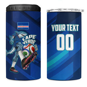 Personalized Cape Verde Football 4 in 1 Can Cooler Tumbler Blue Shark Mascot Cabo Verdean - Gradient Art