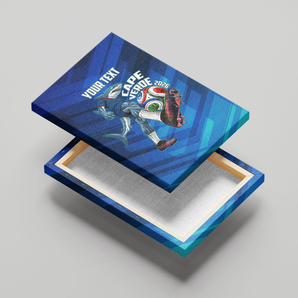 Personalized Cape Verde Football Canvas Wall Art Blue Shark Mascot Cabo Verdean - Gradient Art