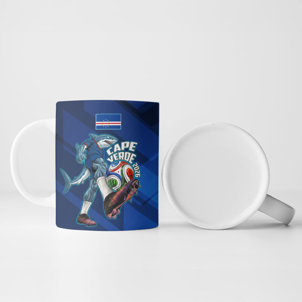 Personalized Cape Verde Football Ceramic Mug Blue Shark Mascot Cabo Verdean - Gradient Art