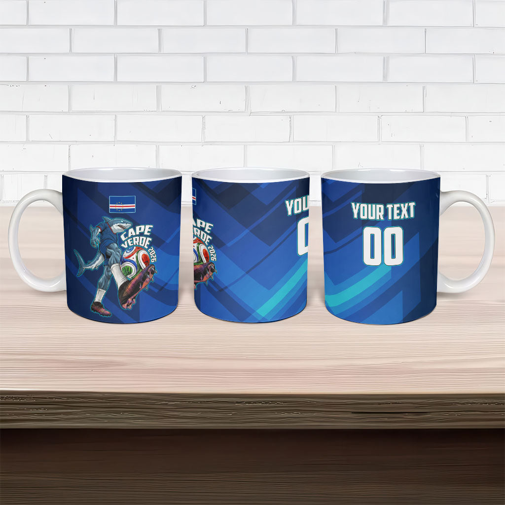 Personalized Cape Verde Football Ceramic Mug Blue Shark Mascot Cabo Verdean - Gradient Art