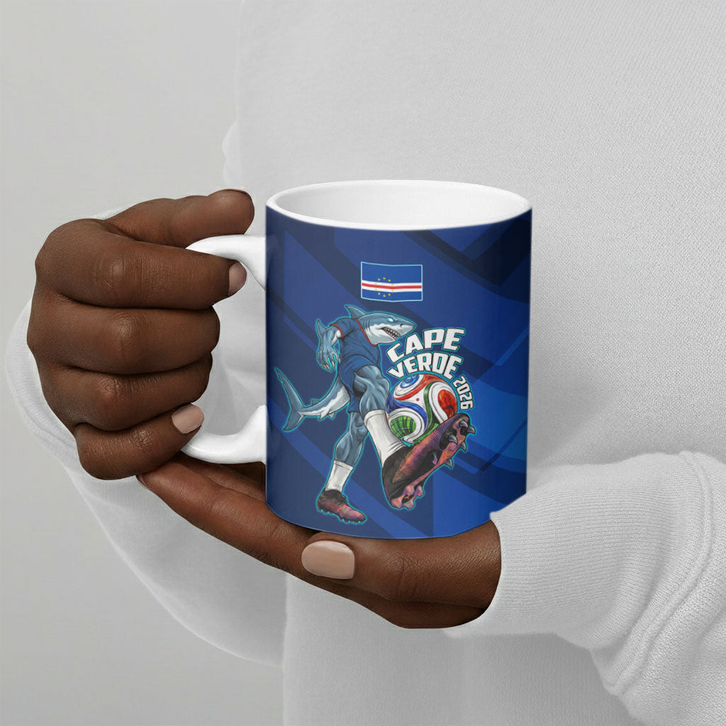 Personalized Cape Verde Football Ceramic Mug Blue Shark Mascot Cabo Verdean - Gradient Art