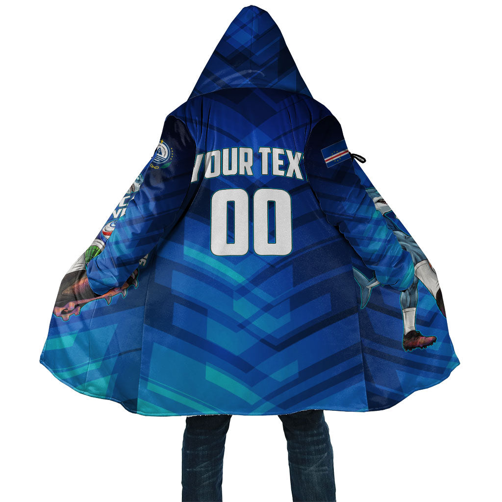 Personalized Cape Verde Football Cloak Blue Shark Mascot Cabo Verdean - Gradient Art