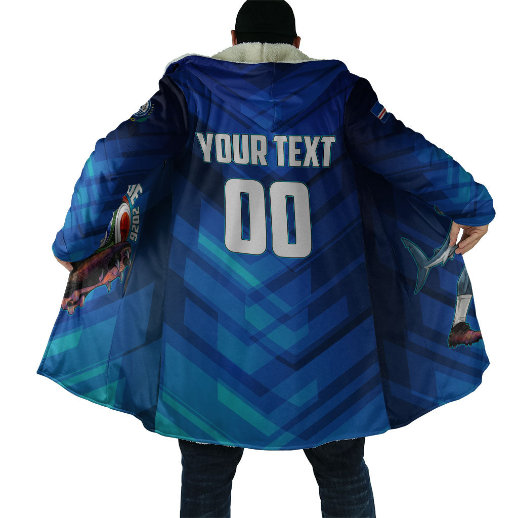 Personalized Cape Verde Football Cloak Blue Shark Mascot Cabo Verdean - Gradient Art