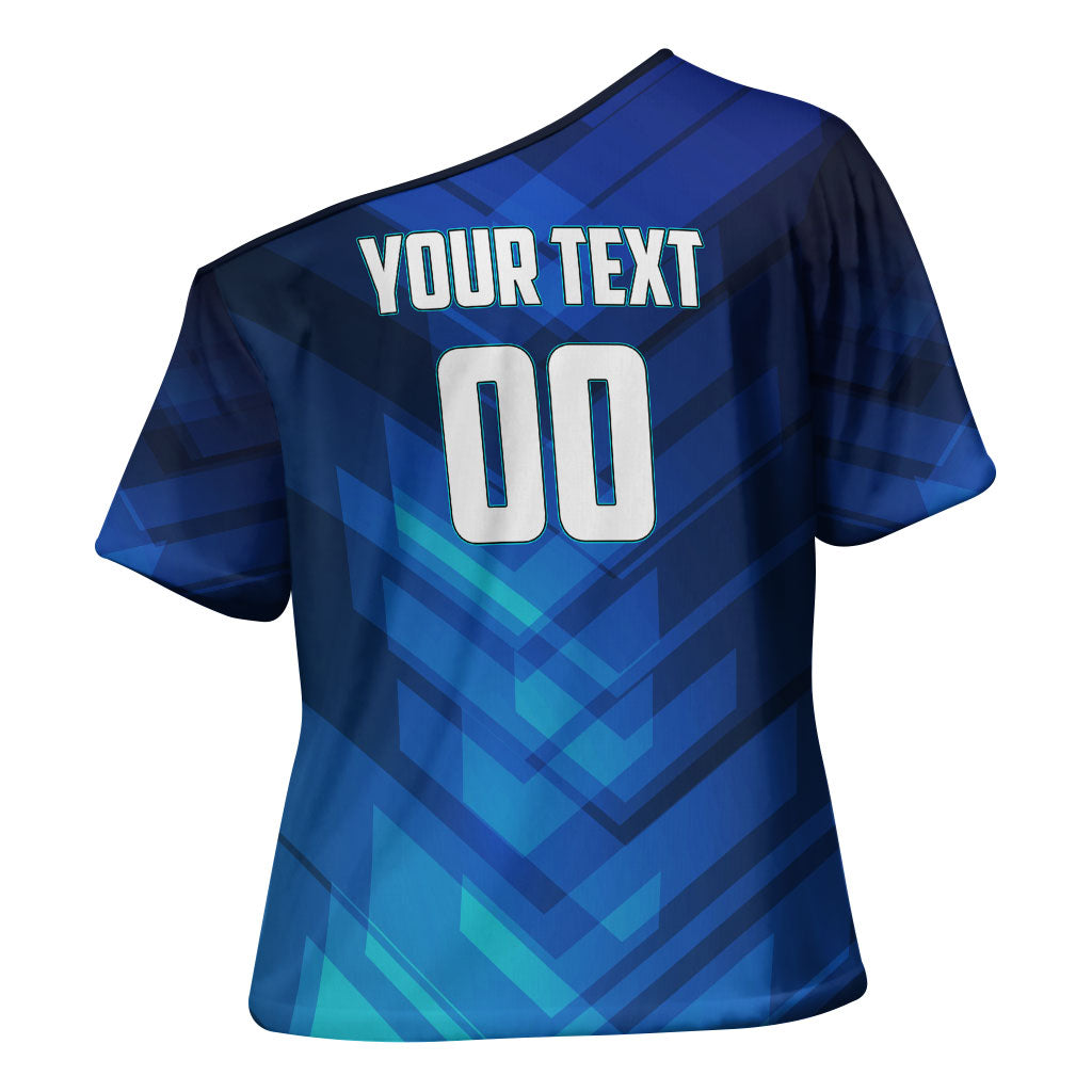 Personalized Cape Verde Football Cross Shoulder Shirt Blue Shark Mascot Cabo Verdean - Gradient Art