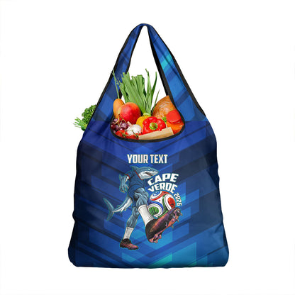 Personalized Cape Verde Football Grocery Bag Blue Shark Mascot Cabo Verdean - Gradient Art