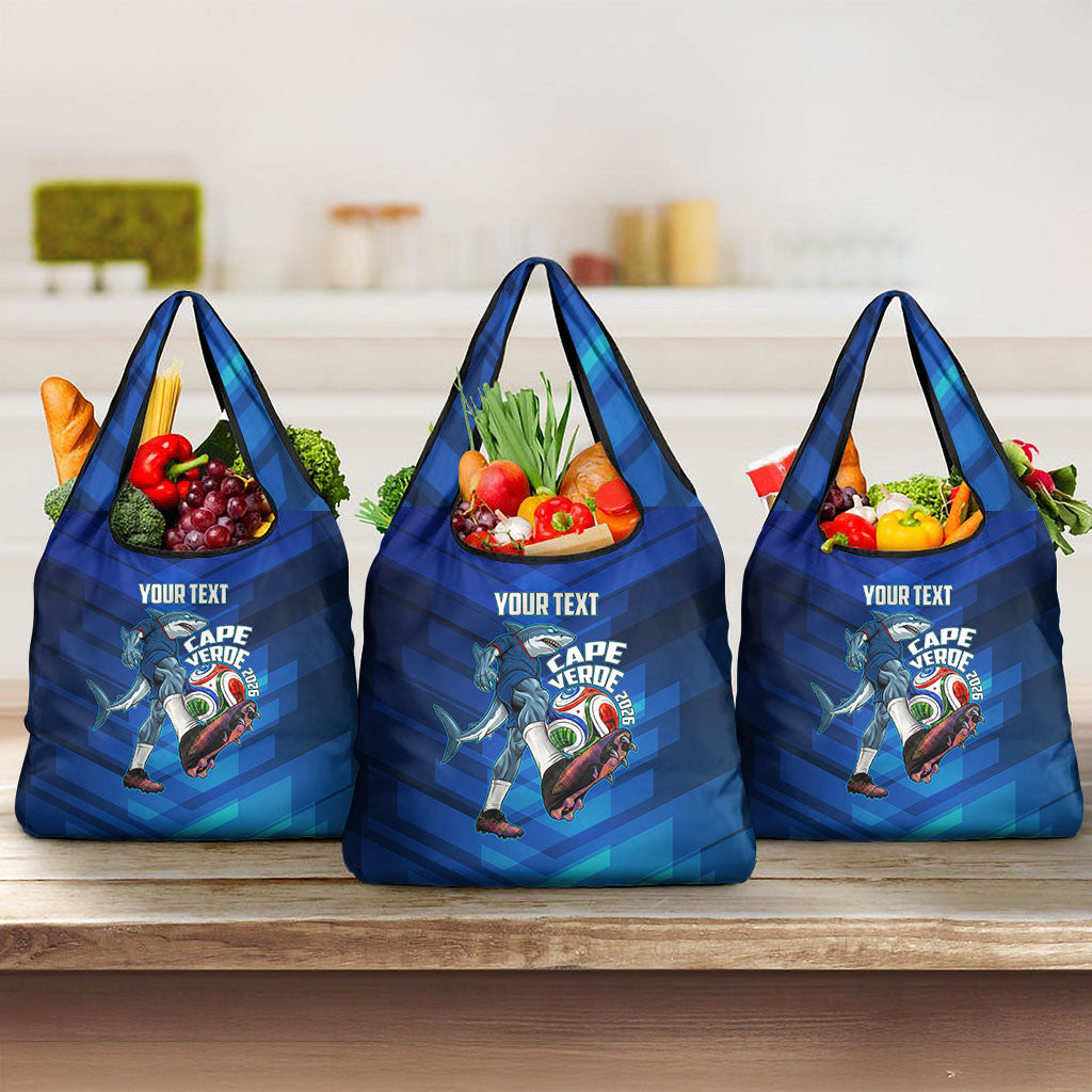Personalized Cape Verde Football Grocery Bag Blue Shark Mascot Cabo Verdean - Gradient Art