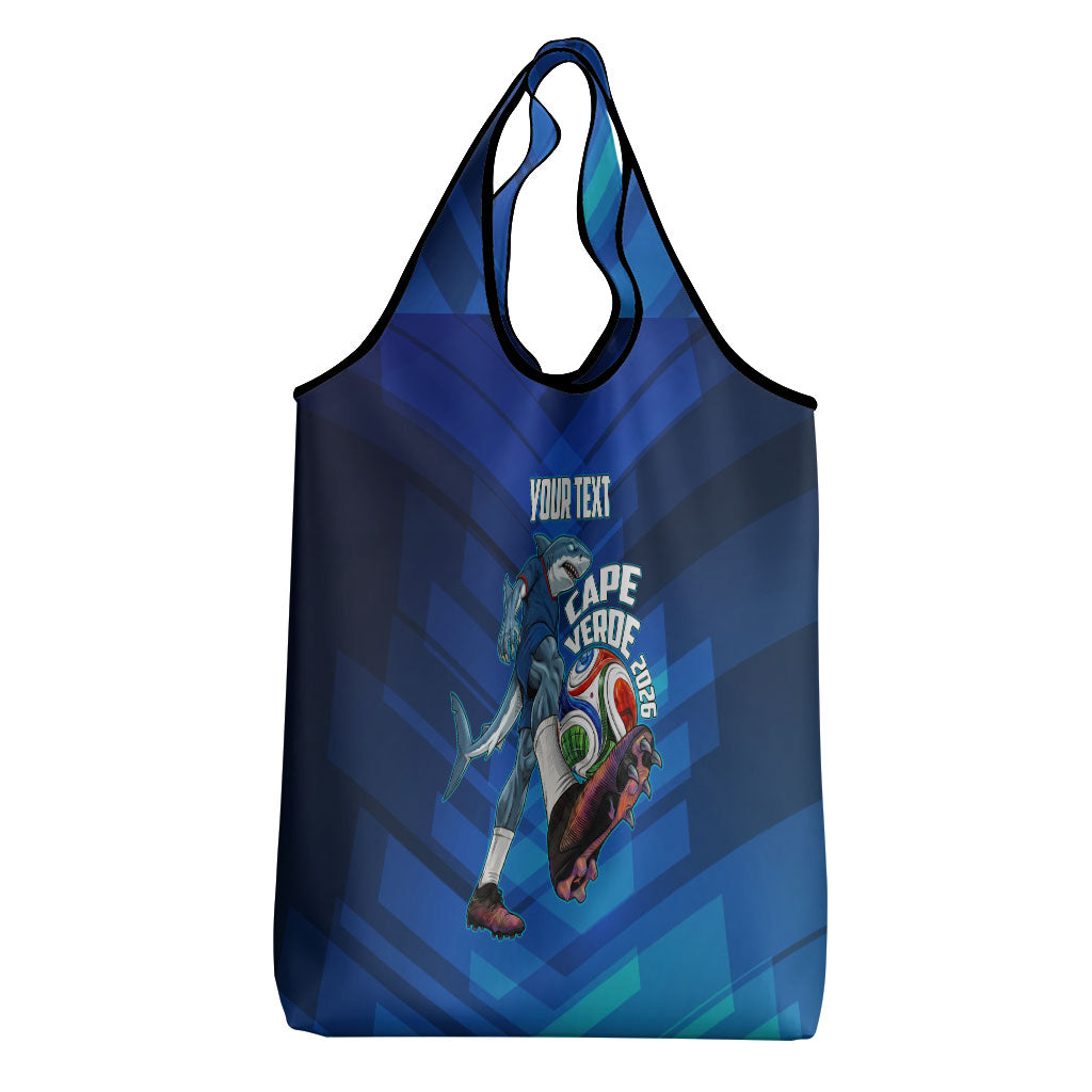 Personalized Cape Verde Football Grocery Bag Blue Shark Mascot Cabo Verdean - Gradient Art