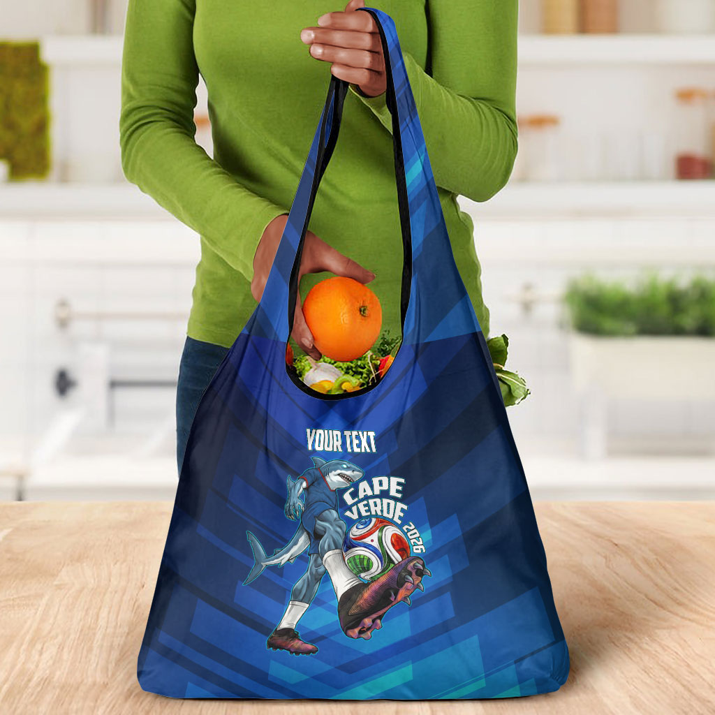 Personalized Cape Verde Football Grocery Bag Blue Shark Mascot Cabo Verdean - Gradient Art