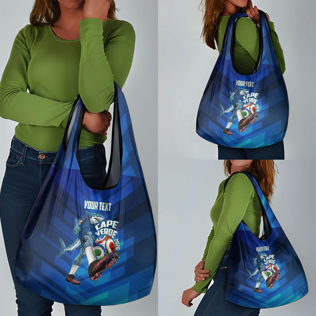 Personalized Cape Verde Football Grocery Bag Blue Shark Mascot Cabo Verdean - Gradient Art