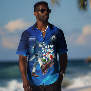 Personalized Cape Verde Football Hawaiian Shirt Blue Shark Mascot Cabo Verdean - Gradient Art