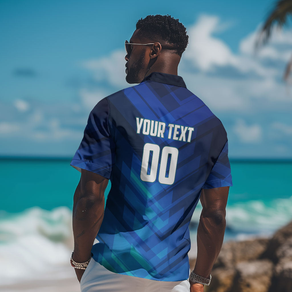 Personalized Cape Verde Football Hawaiian Shirt Blue Shark Mascot Cabo Verdean - Gradient Art