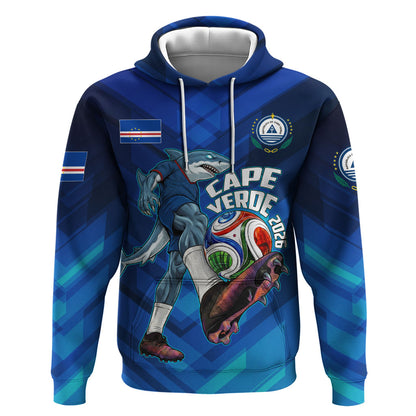 Personalized Cape Verde Football Hoodie Blue Shark Mascot Cabo Verdean - Gradient Art