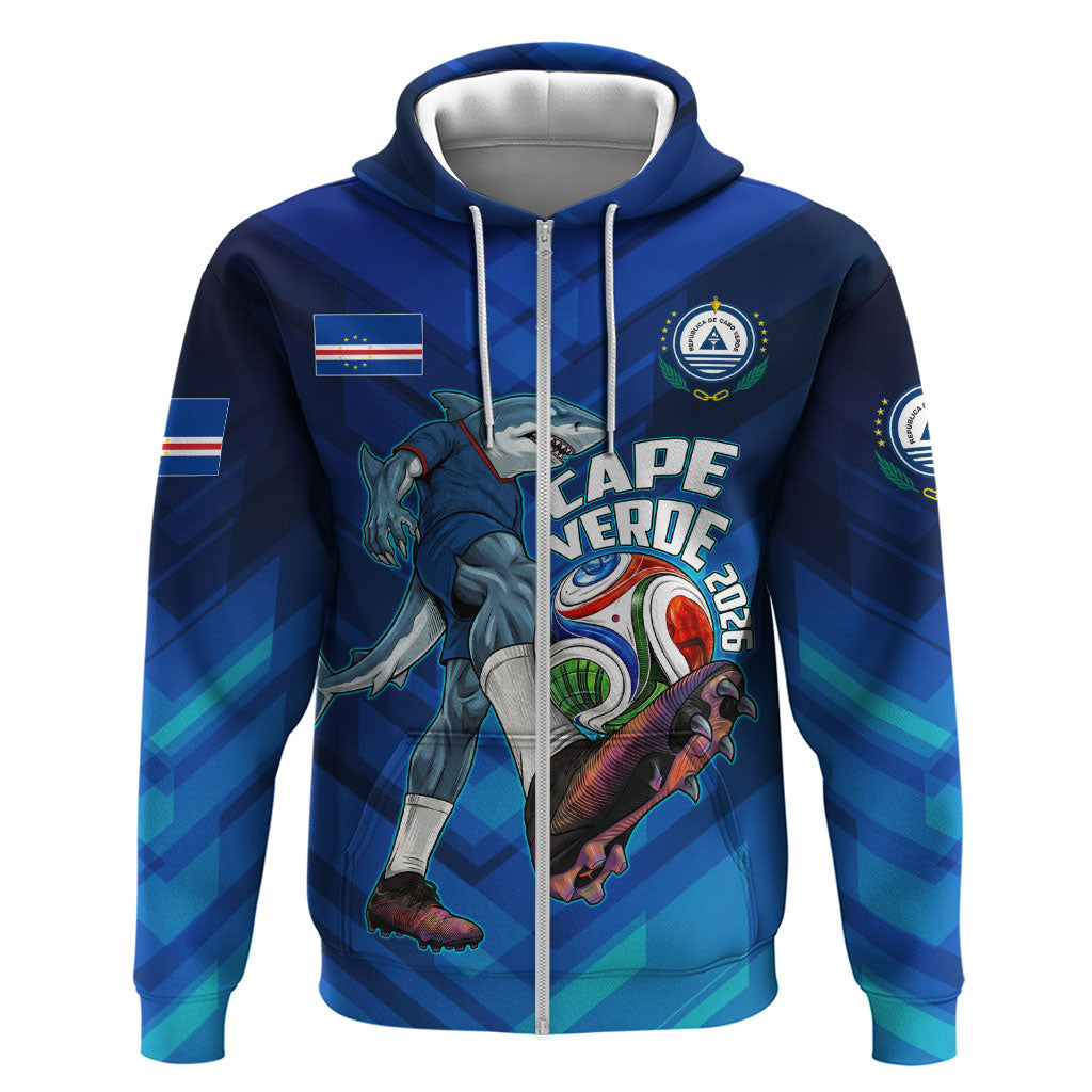 Personalized Cape Verde Football Hoodie Blue Shark Mascot Cabo Verdean - Gradient Art