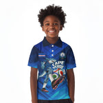 Personalized Cape Verde Football Kid Polo Shirt Blue Shark Mascot Cabo Verdean - Gradient Art