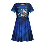 Personalized Cape Verde Football Kid Short Sleeve Dress Blue Shark Mascot Cabo Verdean - Gradient Art