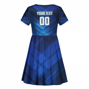 Personalized Cape Verde Football Kid Short Sleeve Dress Blue Shark Mascot Cabo Verdean - Gradient Art
