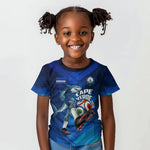 Personalized Cape Verde Football Kid T shirt Blue Shark Mascot Cabo Verdean - Gradient Art