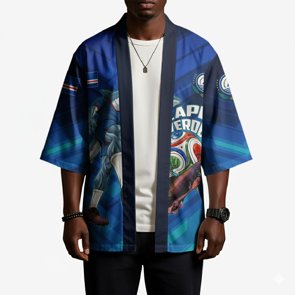 Personalized Cape Verde Football Kimono Blue Shark Mascot Cabo Verdean - Gradient Art