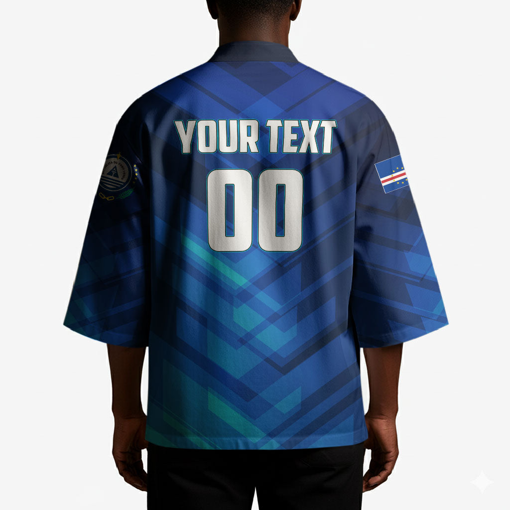 Personalized Cape Verde Football Kimono Blue Shark Mascot Cabo Verdean - Gradient Art