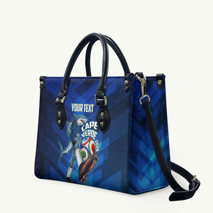 Personalized Cape Verde Football Leather Bag Blue Shark Mascot Cabo Verdean - Gradient Art