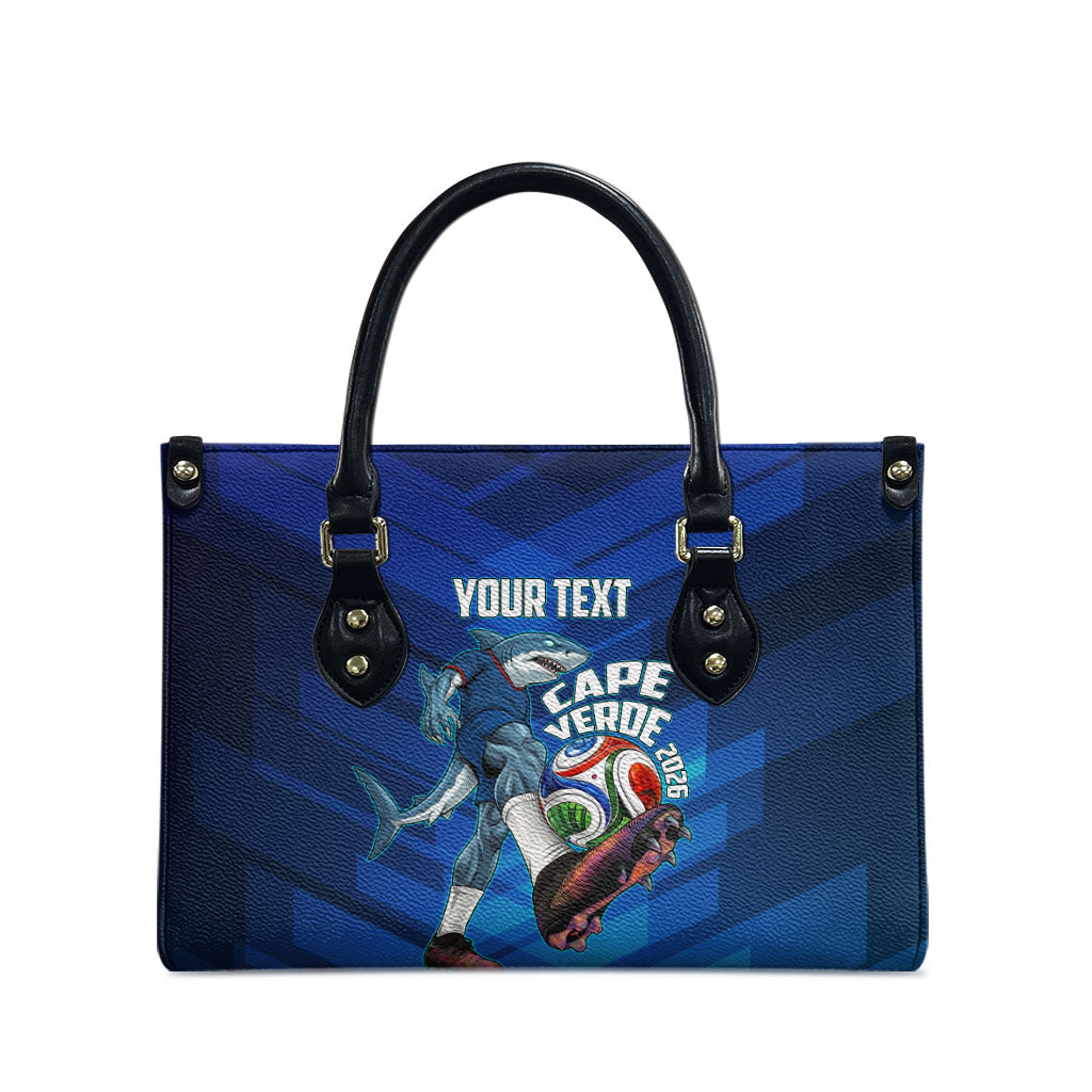 Personalized Cape Verde Football Leather Bag Blue Shark Mascot Cabo Verdean - Gradient Art