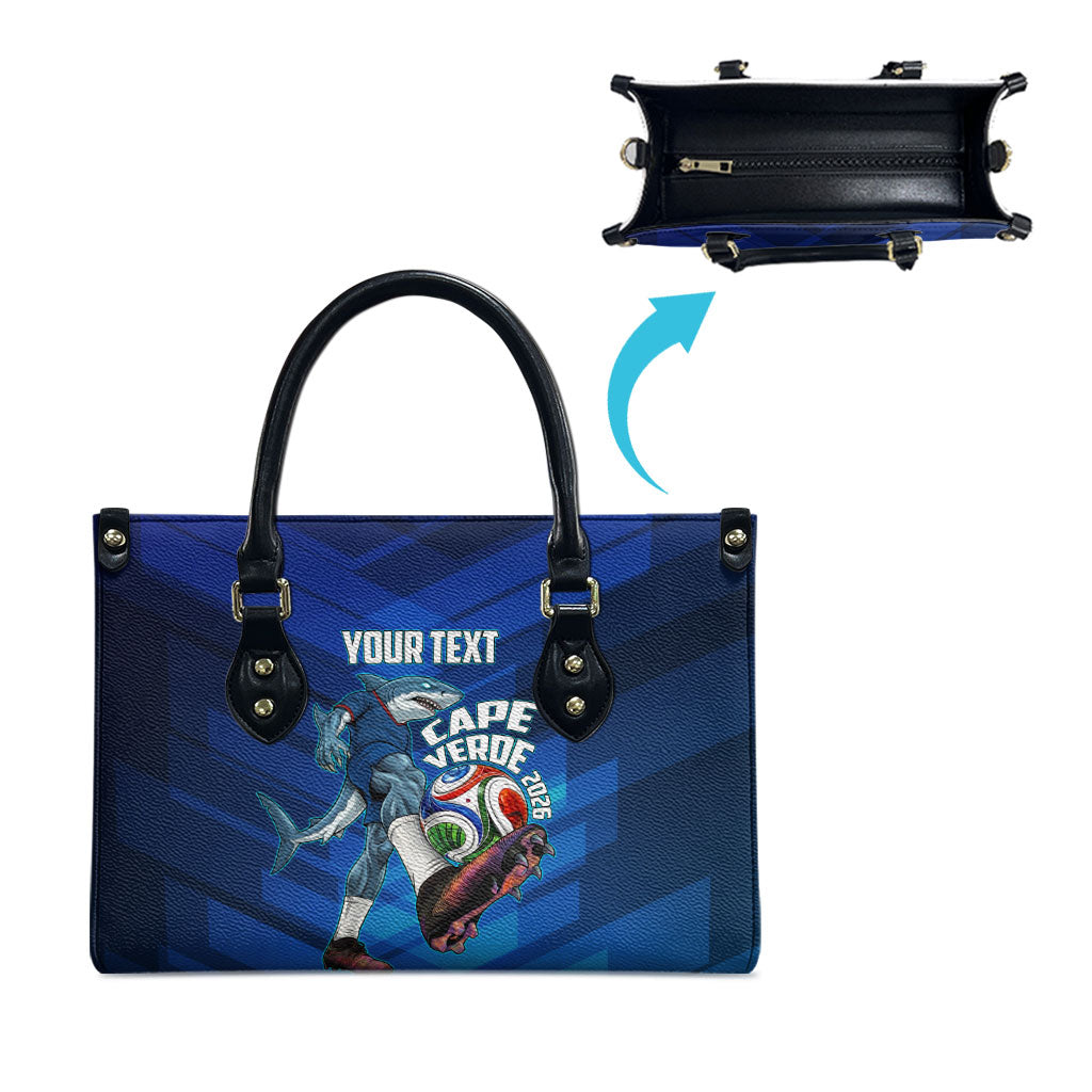 Personalized Cape Verde Football Leather Bag Blue Shark Mascot Cabo Verdean - Gradient Art