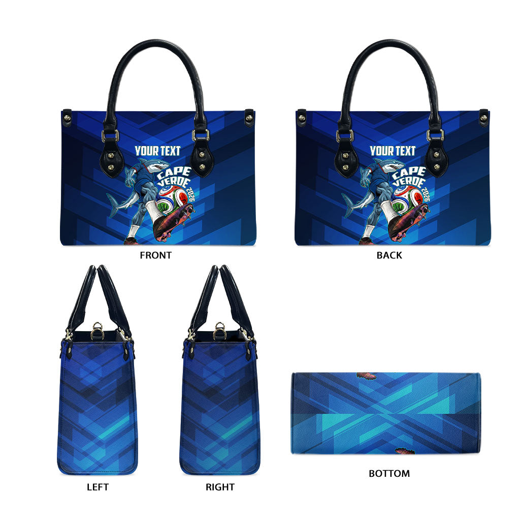 Personalized Cape Verde Football Leather Bag Blue Shark Mascot Cabo Verdean - Gradient Art