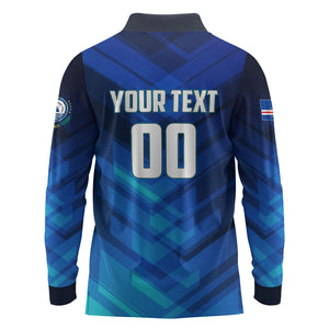 Personalized Cape Verde Football Long Sleeve Polo Shirt Blue Shark Mascot Cabo Verdean - Gradient Art