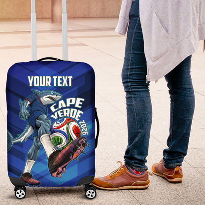 Personalized Cape Verde Football Luggage Cover Blue Shark Mascot Cabo Verdean - Gradient Art