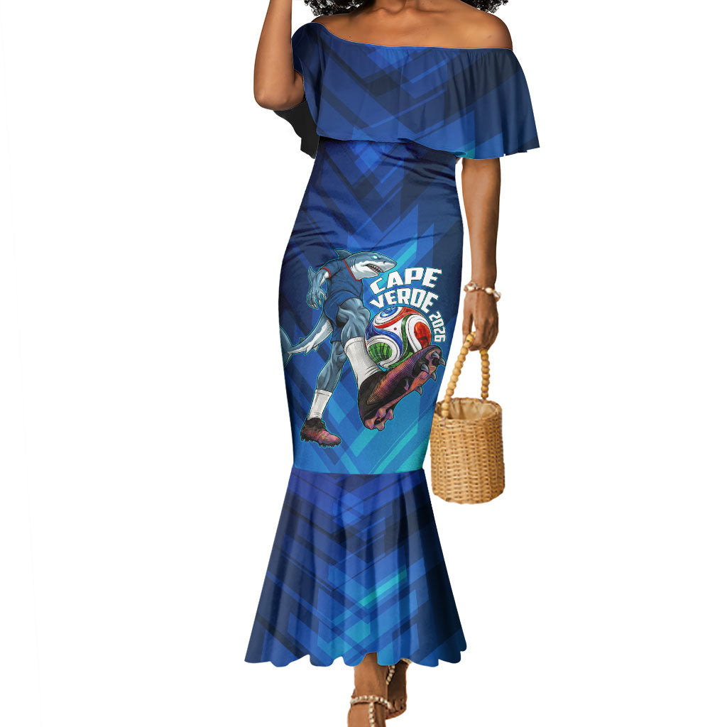 Personalized Cape Verde Football Mermaid Dress Blue Shark Mascot Cabo Verdean - Gradient Art