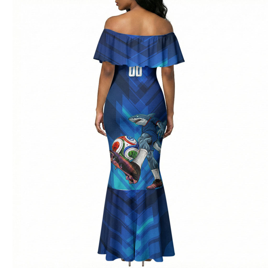 Personalized Cape Verde Football Mermaid Dress Blue Shark Mascot Cabo Verdean - Gradient Art