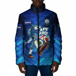 Personalized Cape Verde Football Padded Jacket Blue Shark Mascot Cabo Verdean - Gradient Art