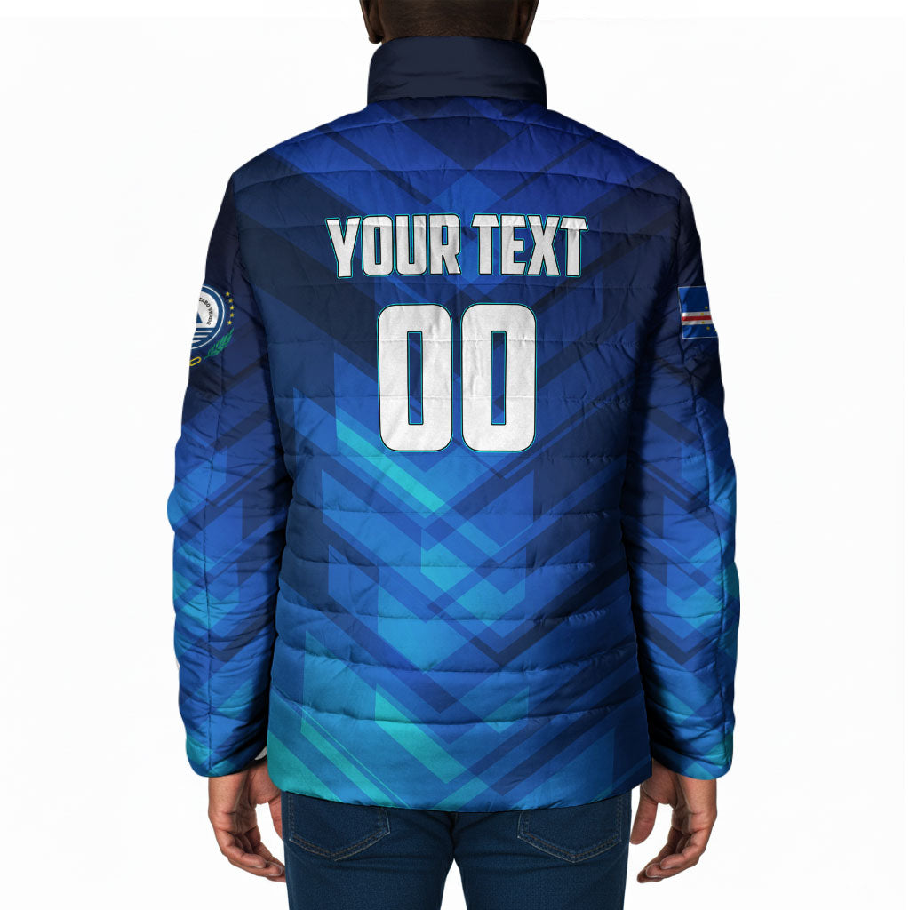 Personalized Cape Verde Football Padded Jacket Blue Shark Mascot Cabo Verdean - Gradient Art