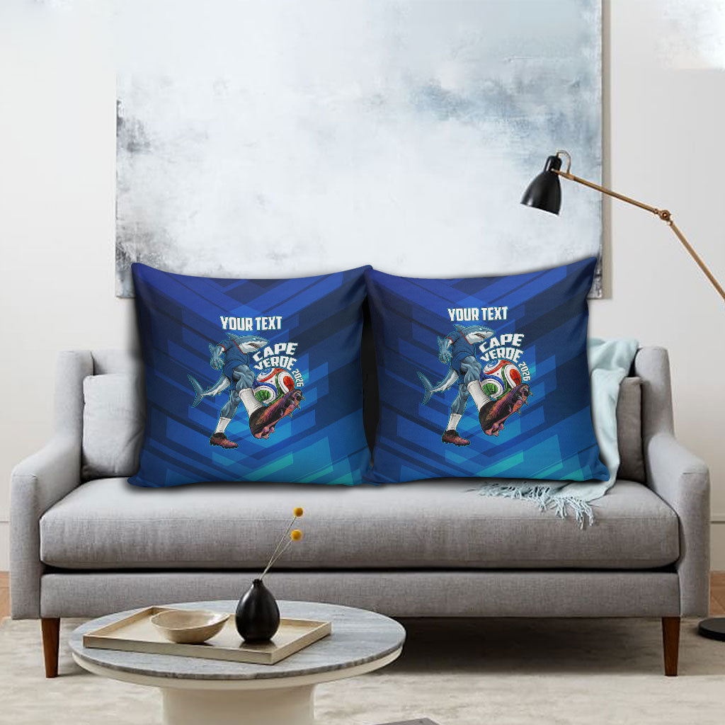 Personalized Cape Verde Football Pillow Cover Blue Shark Mascot Cabo Verdean - Gradient Art