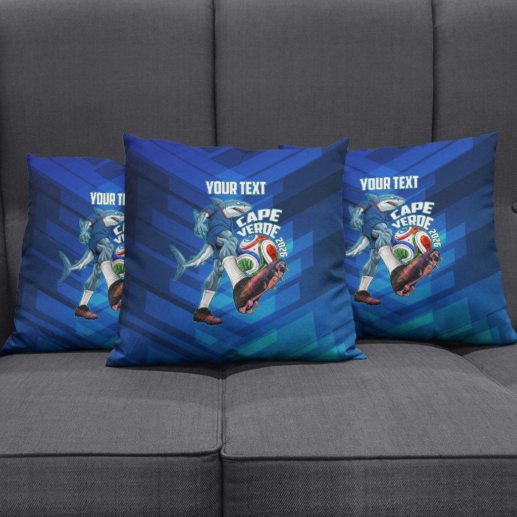Personalized Cape Verde Football Pillow Cover Blue Shark Mascot Cabo Verdean - Gradient Art