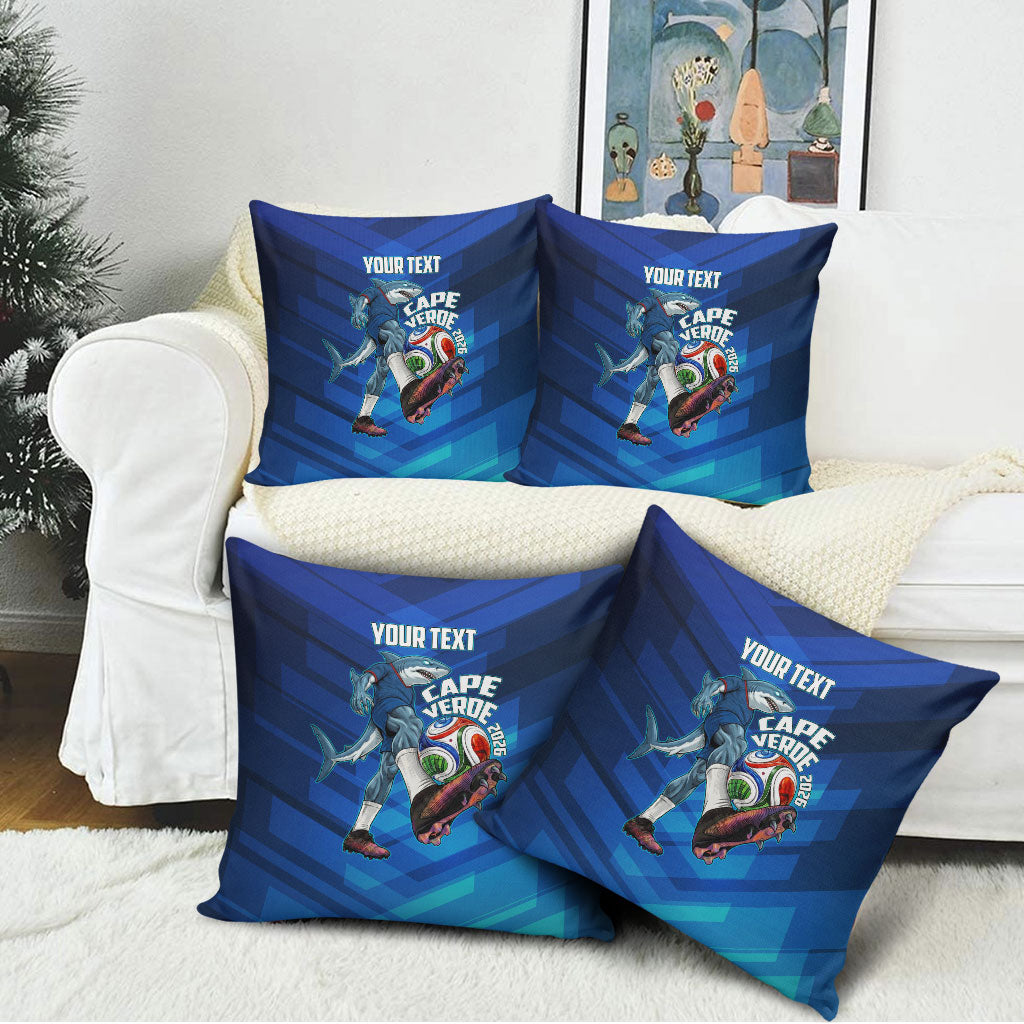 Personalized Cape Verde Football Pillow Cover Blue Shark Mascot Cabo Verdean - Gradient Art