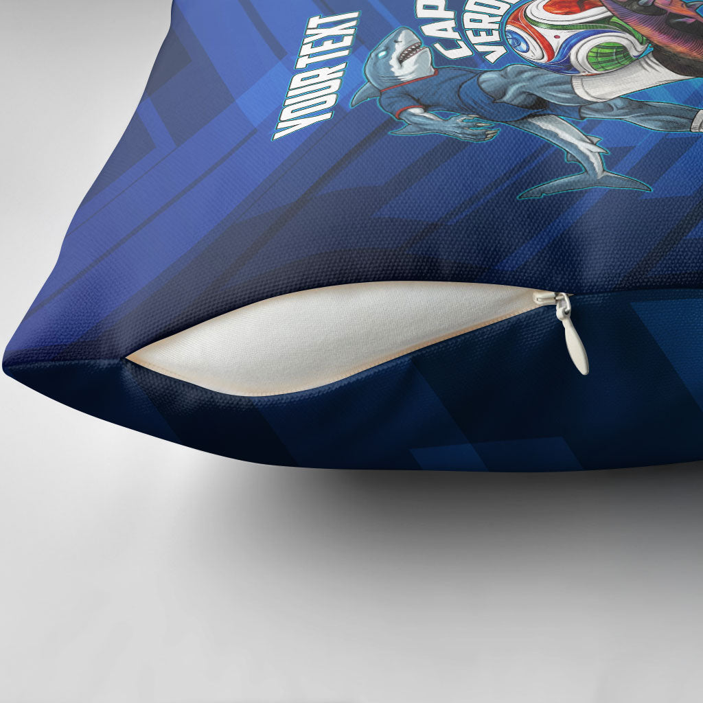 Personalized Cape Verde Football Pillow Cover Blue Shark Mascot Cabo Verdean - Gradient Art