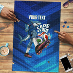 Personalized Cape Verde Football Puzzle Blue Shark Mascot Cabo Verdean - Gradient Art